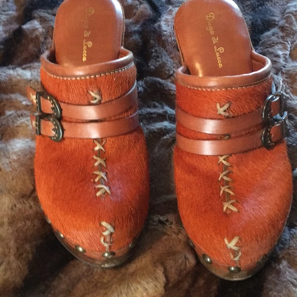 Diego di Lucca made in Brazil cowhide beautiful clogs rhinestones on buckle - Picture 5 of 16